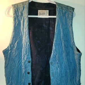 RARE Vintage COOGI BLUES VEST w/ Denim back Made in Australia Embroidery Vest